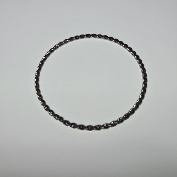 Vintage Dark Silver Tone Flattened Twist Design Bangle Bracelet 8.25" - Picture 12 of 15